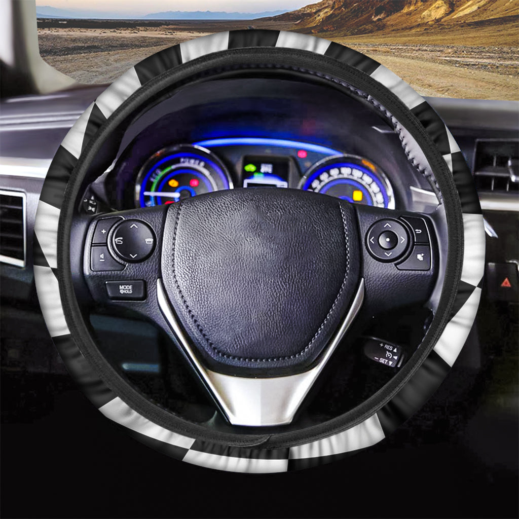 Black And White Hypnotic Illusion Print Car Steering Wheel Cover