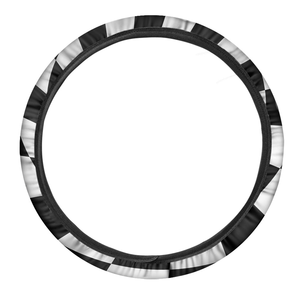 Black And White Hypnotic Illusion Print Car Steering Wheel Cover