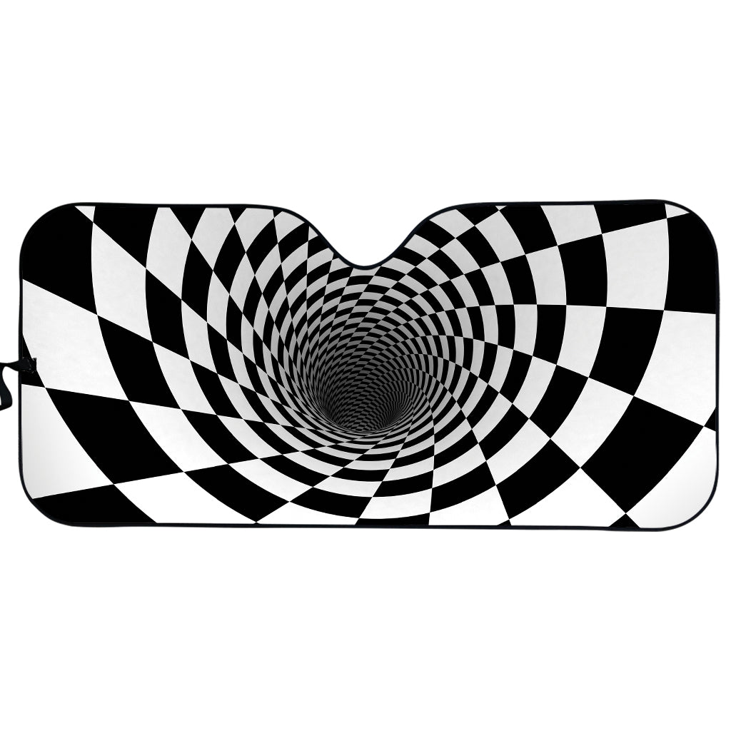 Black And White Hypnotic Illusion Print Car Sun Shade
