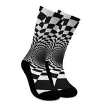 Black And White Hypnotic Illusion Print Crew Socks