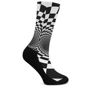 Black And White Hypnotic Illusion Print Crew Socks