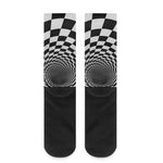 Black And White Hypnotic Illusion Print Crew Socks