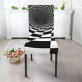 Black And White Hypnotic Illusion Print Dining Chair Slipcover
