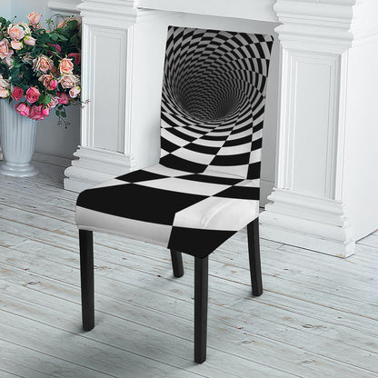 Black And White Hypnotic Illusion Print Dining Chair Slipcover