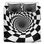 Black And White Hypnotic Illusion Print Duvet Cover Bedding Set
