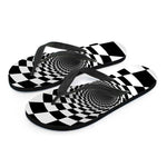 Black And White Hypnotic Illusion Print Flip Flops