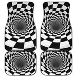 Black And White Hypnotic Illusion Print Front and Back Car Floor Mats