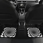 Black And White Hypnotic Illusion Print Front and Back Car Floor Mats