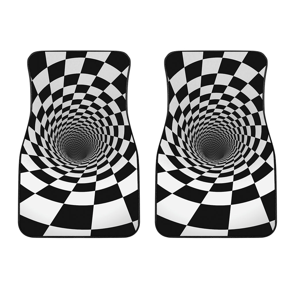 Black And White Hypnotic Illusion Print Front Car Floor Mats