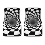 Black And White Hypnotic Illusion Print Front Car Floor Mats
