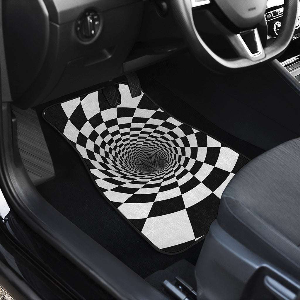 Black And White Hypnotic Illusion Print Front Car Floor Mats