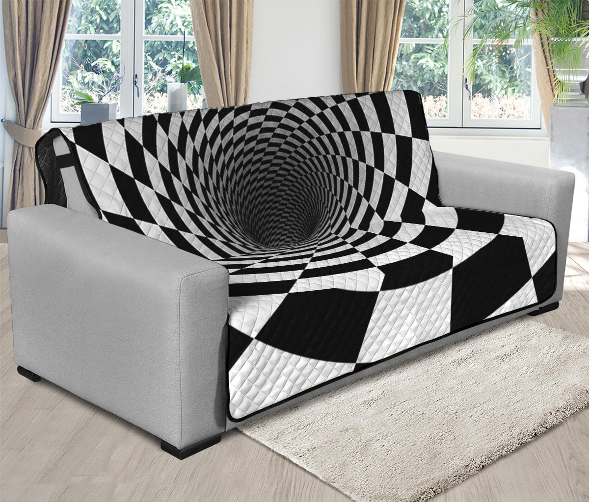 Black And White Hypnotic Illusion Print Futon Protector