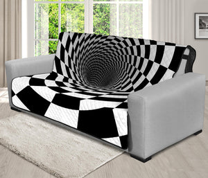 Black And White Hypnotic Illusion Print Futon Protector