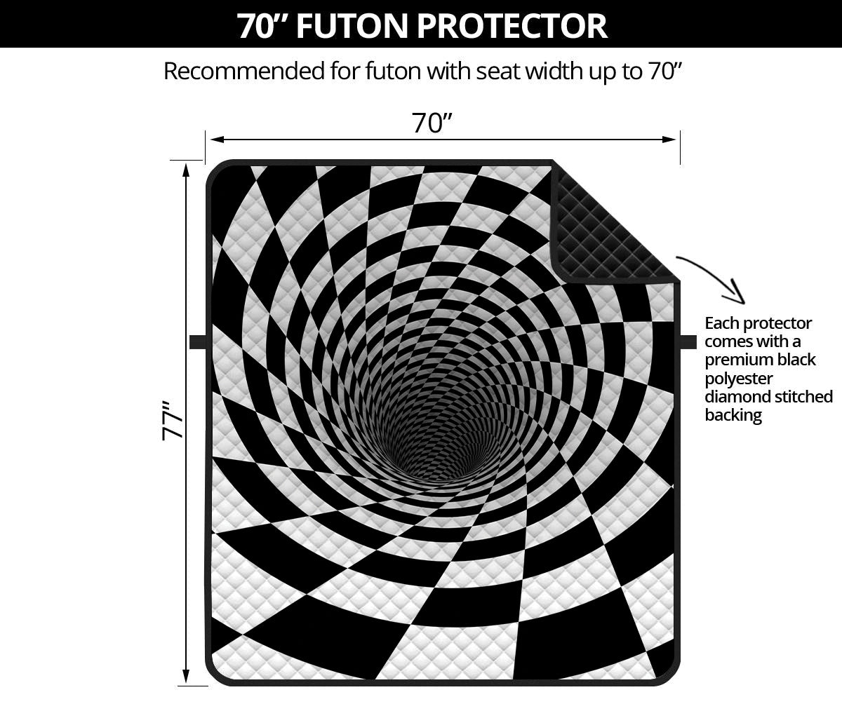 Black And White Hypnotic Illusion Print Futon Protector