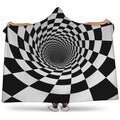 Black And White Hypnotic Illusion Print Hooded Blanket