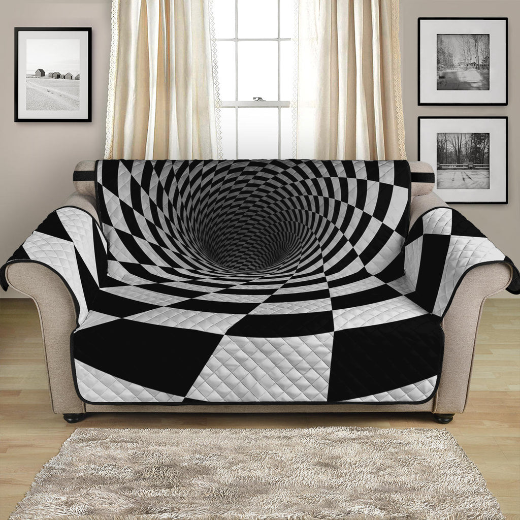 Black And White Hypnotic Illusion Print Loveseat Protector