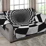 Black And White Hypnotic Illusion Print Loveseat Protector