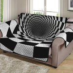 Black And White Hypnotic Illusion Print Loveseat Protector