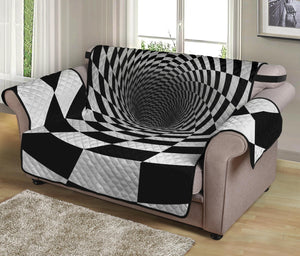 Black And White Hypnotic Illusion Print Loveseat Protector