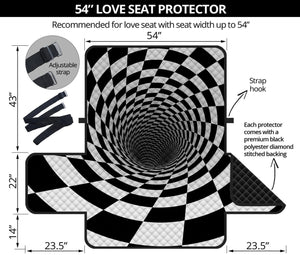 Black And White Hypnotic Illusion Print Loveseat Protector