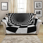 Black And White Hypnotic Illusion Print Loveseat Protector