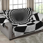 Black And White Hypnotic Illusion Print Loveseat Protector