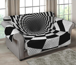 Black And White Hypnotic Illusion Print Loveseat Protector