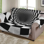 Black And White Hypnotic Illusion Print Loveseat Protector