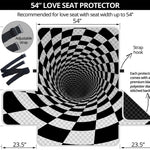 Black And White Hypnotic Illusion Print Loveseat Protector