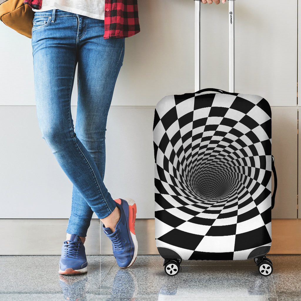 Black And White Hypnotic Illusion Print Luggage Cover
