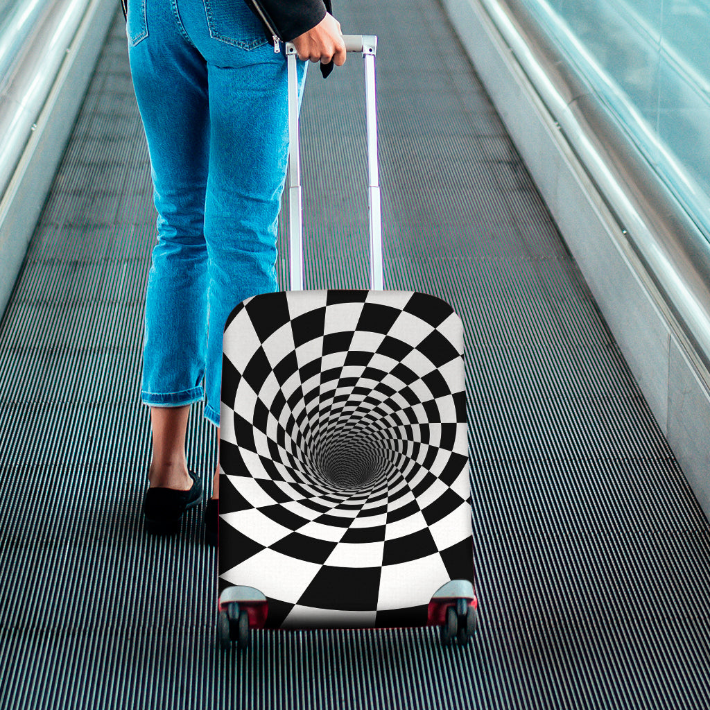 Black And White Hypnotic Illusion Print Luggage Cover