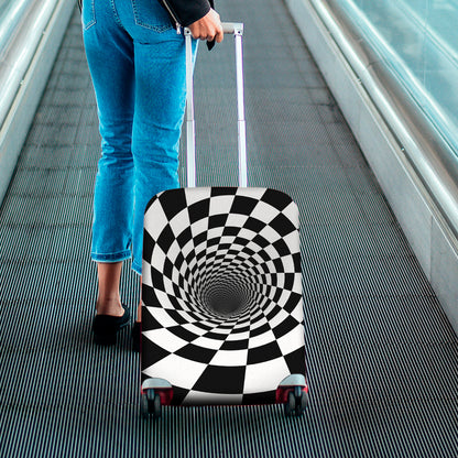 Black And White Hypnotic Illusion Print Luggage Cover