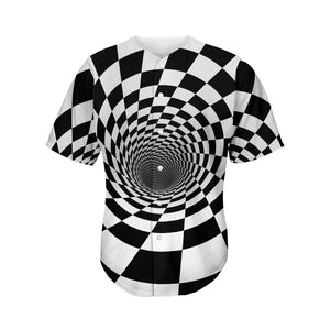 Black And White Hypnotic Illusion Print Men's Baseball Jersey