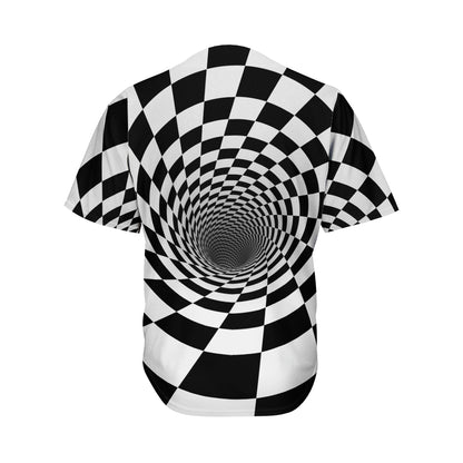 Black And White Hypnotic Illusion Print Men's Baseball Jersey
