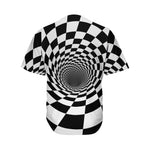 Black And White Hypnotic Illusion Print Men's Baseball Jersey