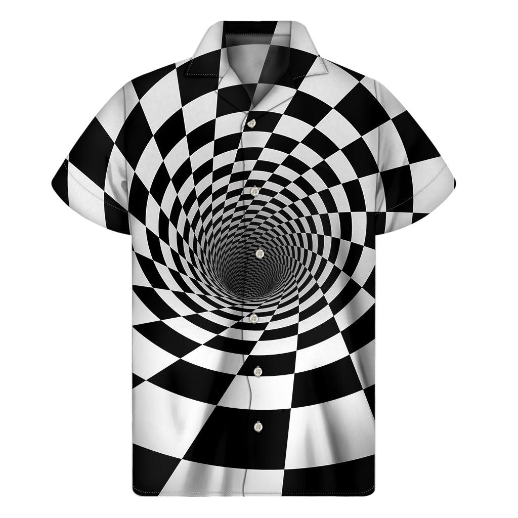 Black And White Hypnotic Illusion Print Men's Short Sleeve Shirt