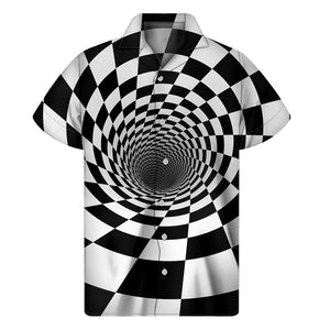 Black And White Hypnotic Illusion Print Men's Short Sleeve Shirt