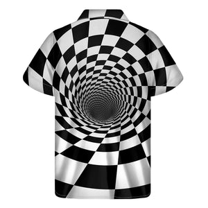 Black And White Hypnotic Illusion Print Men's Short Sleeve Shirt