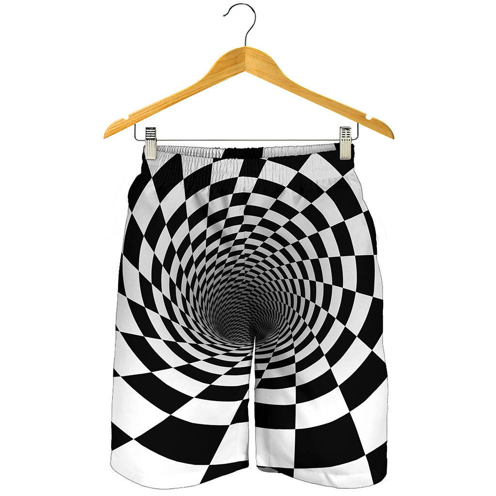 Black And White Hypnotic Illusion Print Men's Shorts