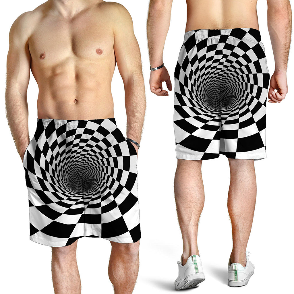 Black And White Hypnotic Illusion Print Men's Shorts