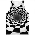 Black And White Hypnotic Illusion Print Men's Tank Top