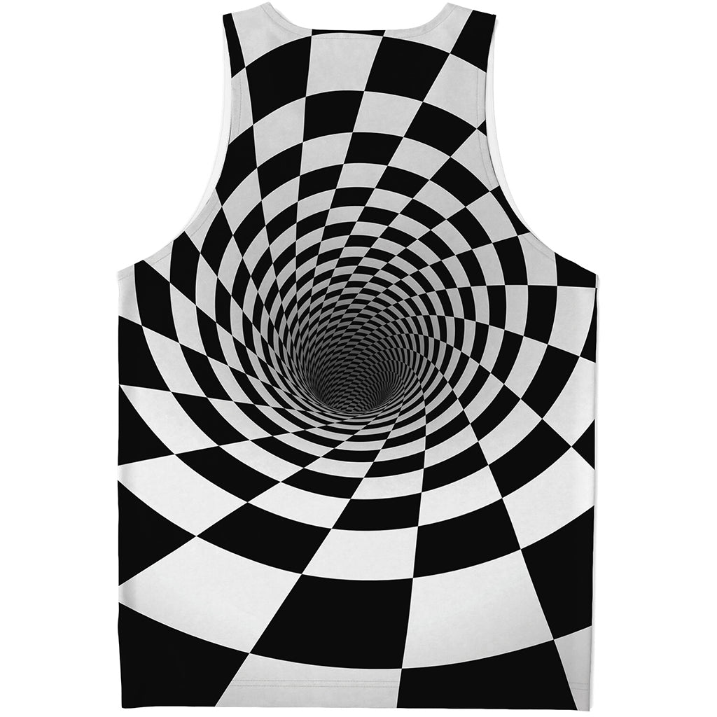 Black And White Hypnotic Illusion Print Men's Tank Top