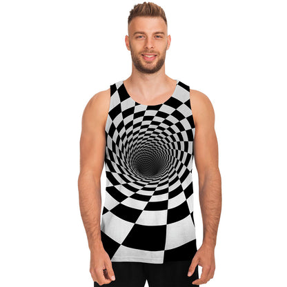 Black And White Hypnotic Illusion Print Men's Tank Top