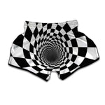 Black And White Hypnotic Illusion Print Muay Thai Boxing Shorts