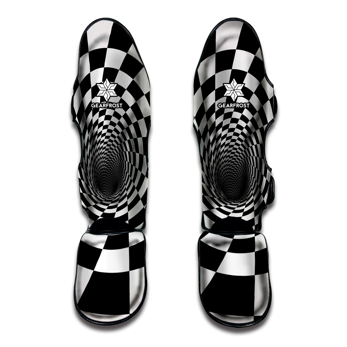 Black And White Hypnotic Illusion Print Muay Thai Shin Guard