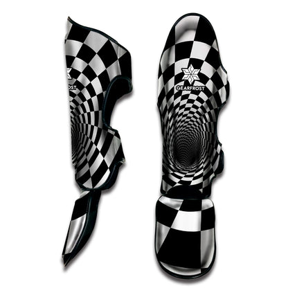 Black And White Hypnotic Illusion Print Muay Thai Shin Guard