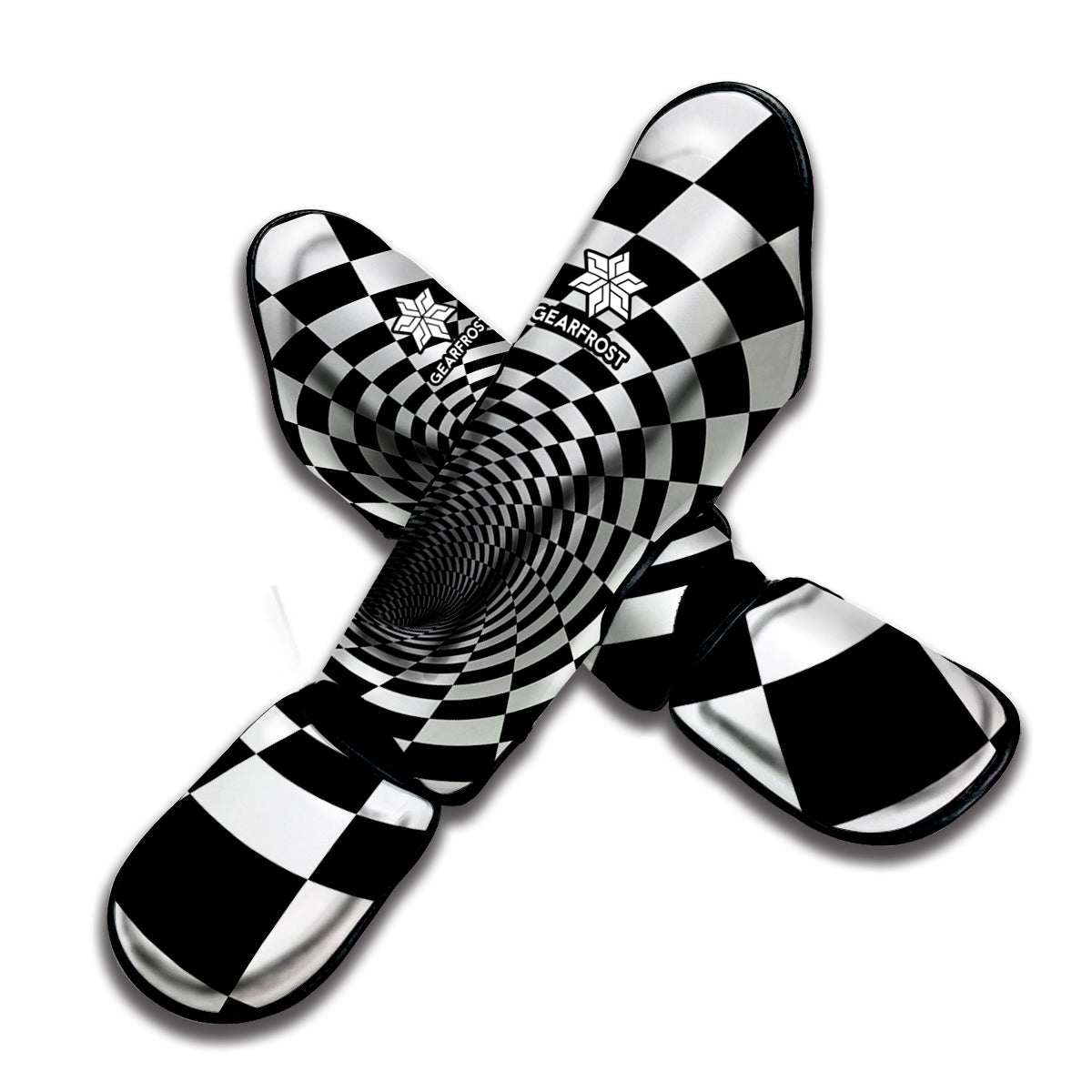 Black And White Hypnotic Illusion Print Muay Thai Shin Guard