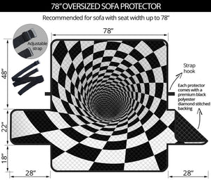 Black And White Hypnotic Illusion Print Oversized Sofa Protector