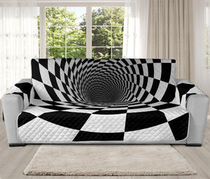 Black And White Hypnotic Illusion Print Oversized Sofa Protector