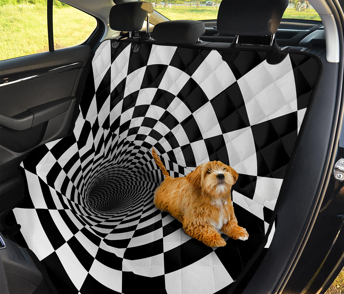 Black And White Hypnotic Illusion Print Pet Car Back Seat Cover